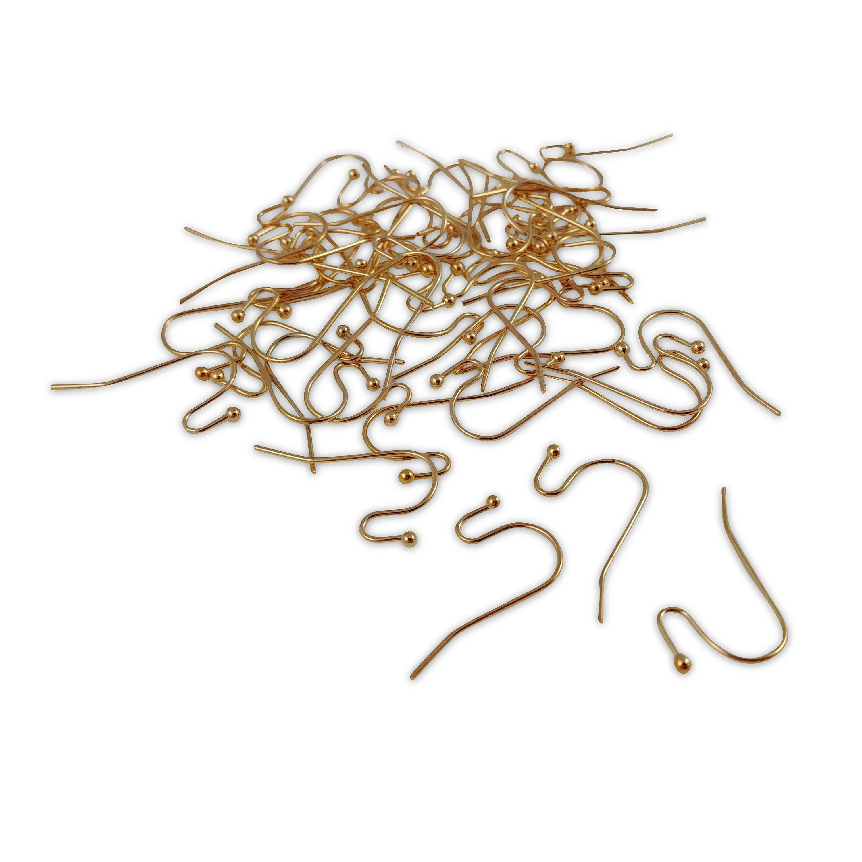 10 Gold stainless steel ear wire hooks, Hypoallergenic