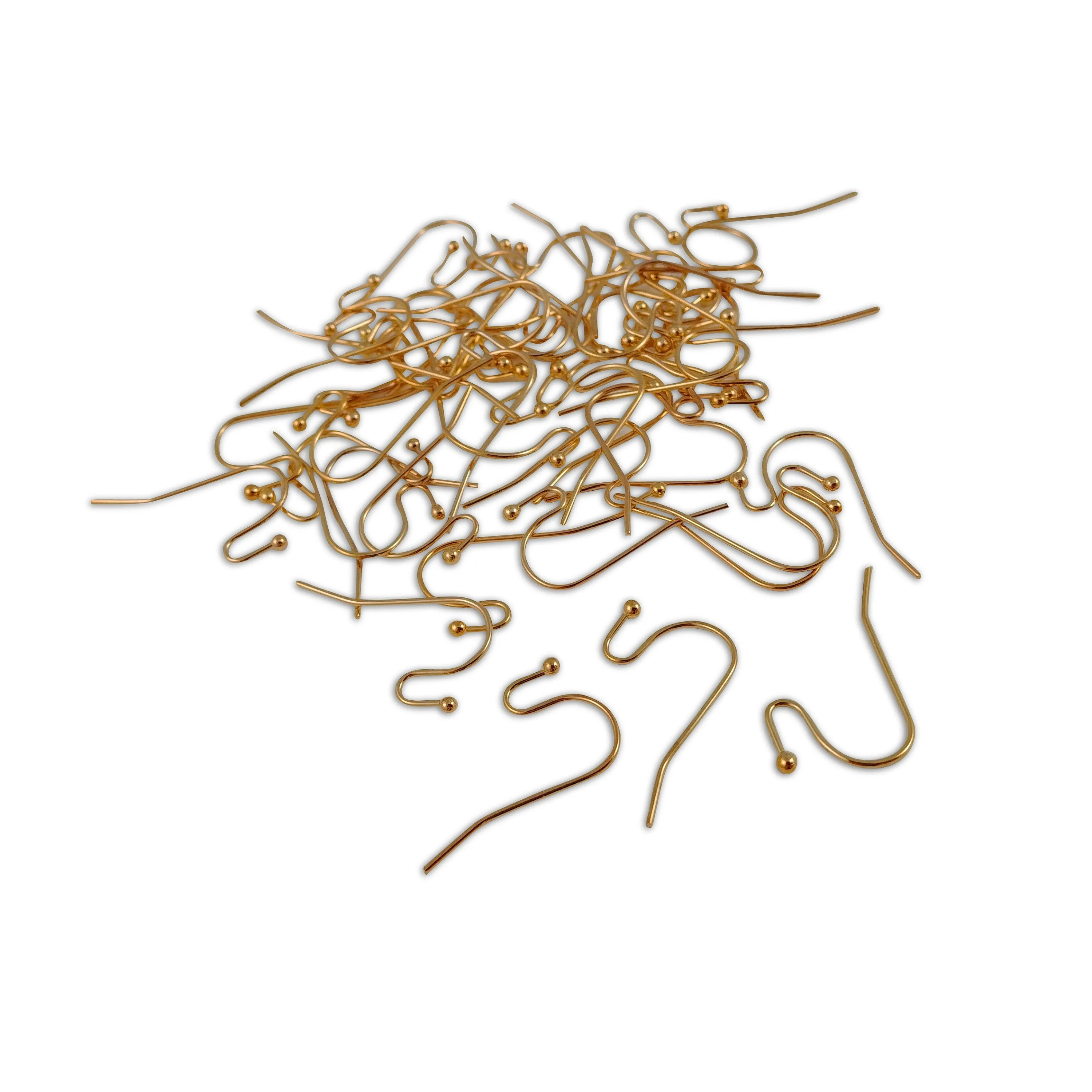 10 Gold stainless steel ear wire hooks, Hypoallergenic