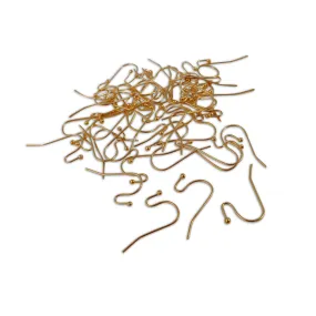 10 Gold stainless steel ear wire hooks, Hypoallergenic