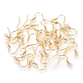 10 Gold stainless steel french earring hooks