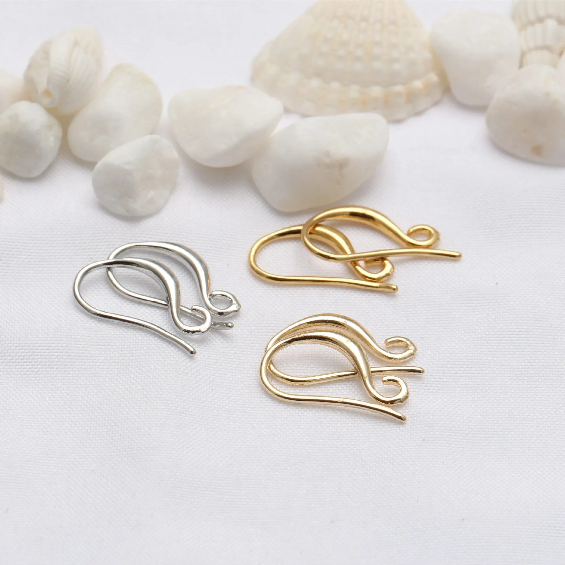 10 Nickel free earring hooks, Gold and silver brass ear wire