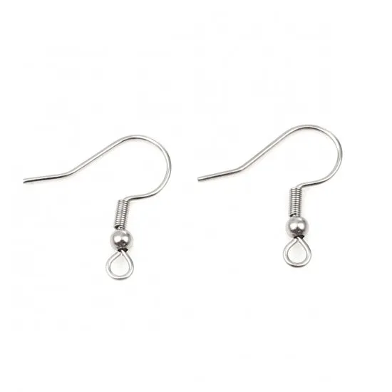 100 Stainless steel french earring hooks, Hypoallergenic ear wire