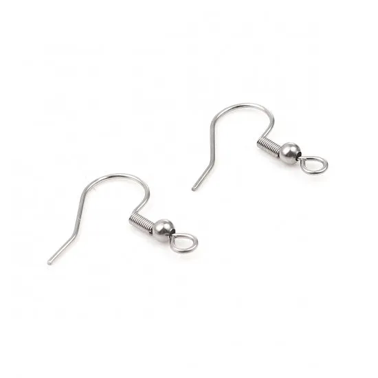 100 Stainless steel french earring hooks, Hypoallergenic ear wire
