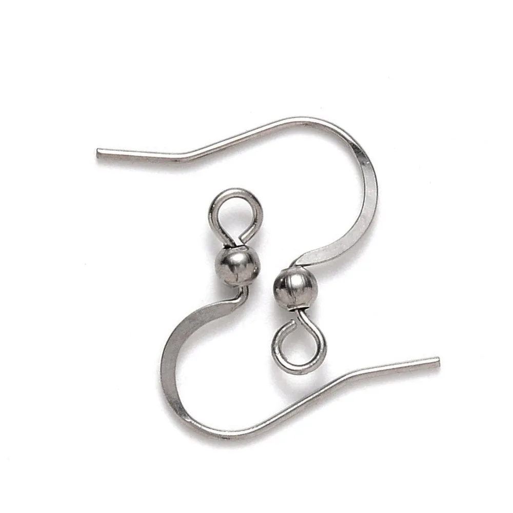 20 Stainless steel flat french earring hooks, Silver, Gold