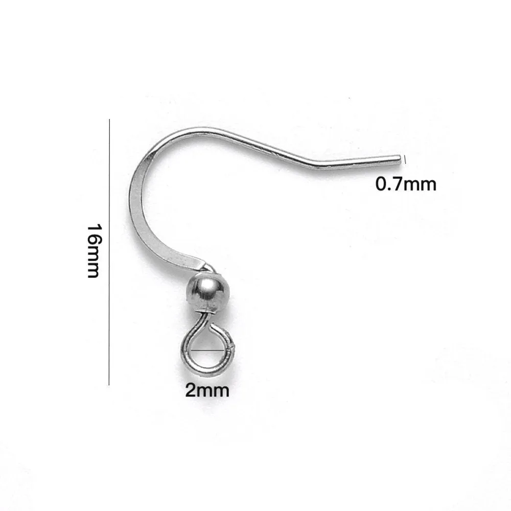 20 Stainless steel flat french earring hooks, Silver, Gold