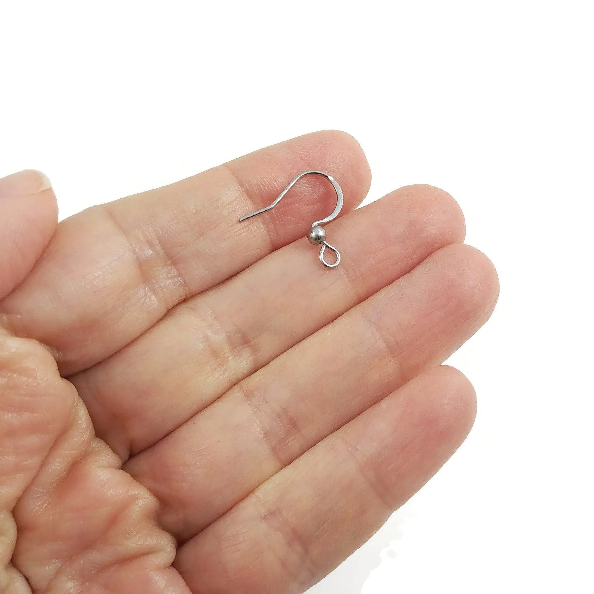 20 Stainless steel flat french earring hooks, Silver, Gold