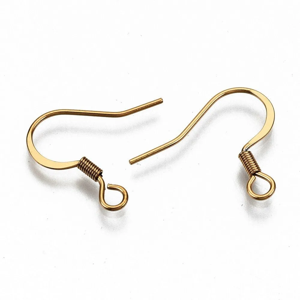 20pcs (10 pair) Stainless steel flat french earring hooks, Silver, Gold, Rose gold