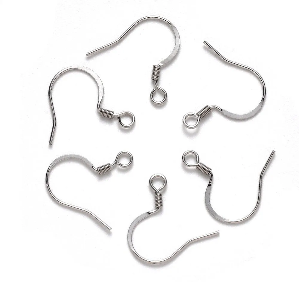 20pcs (10 pair) Stainless steel flat french earring hooks, Silver, Gold, Rose gold