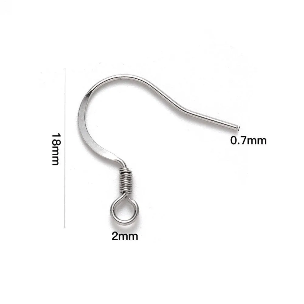 20pcs (10 pair) Stainless steel flat french earring hooks, Silver, Gold, Rose gold