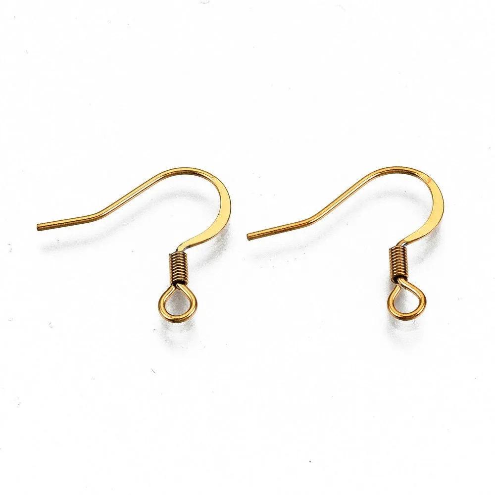 20pcs (10 pair) Stainless steel flat french earring hooks, Silver, Gold, Rose gold