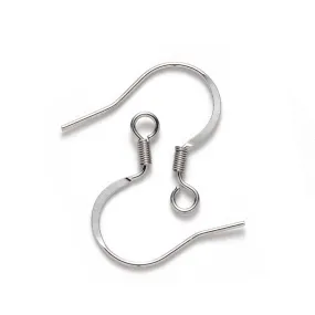 20pcs (10 pair) Stainless steel flat french earring hooks, Silver, Gold, Rose gold