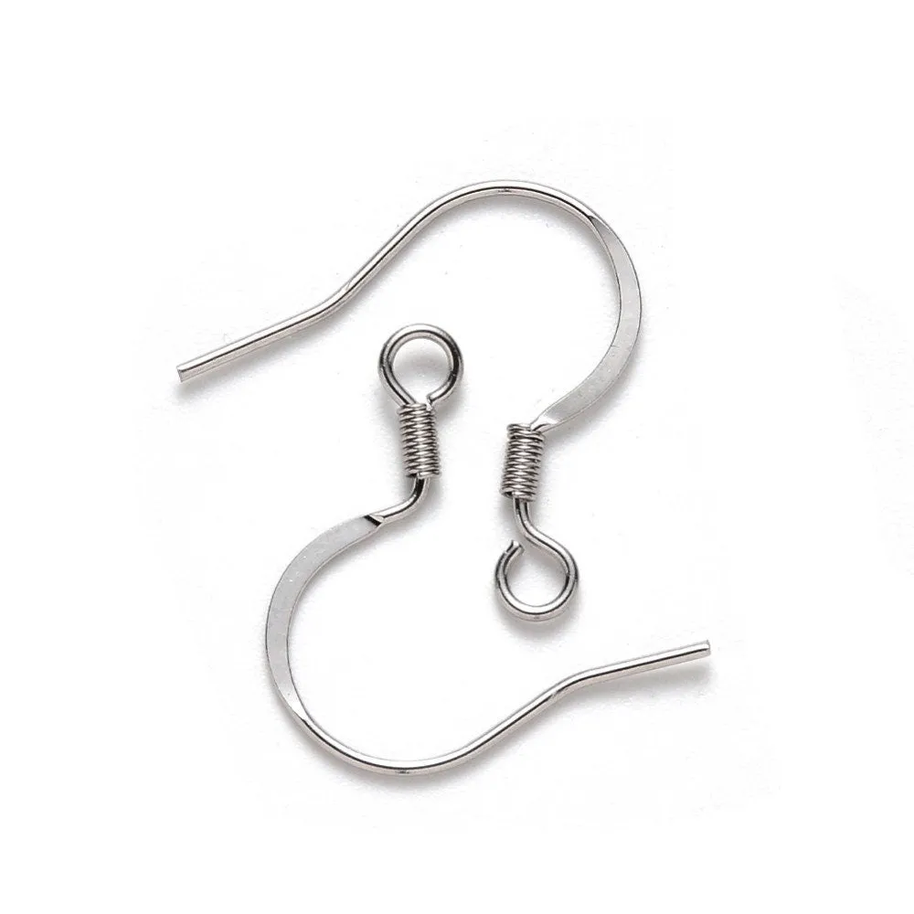 20pcs (10 pair) Stainless steel flat french earring hooks, Silver, Gold, Rose gold