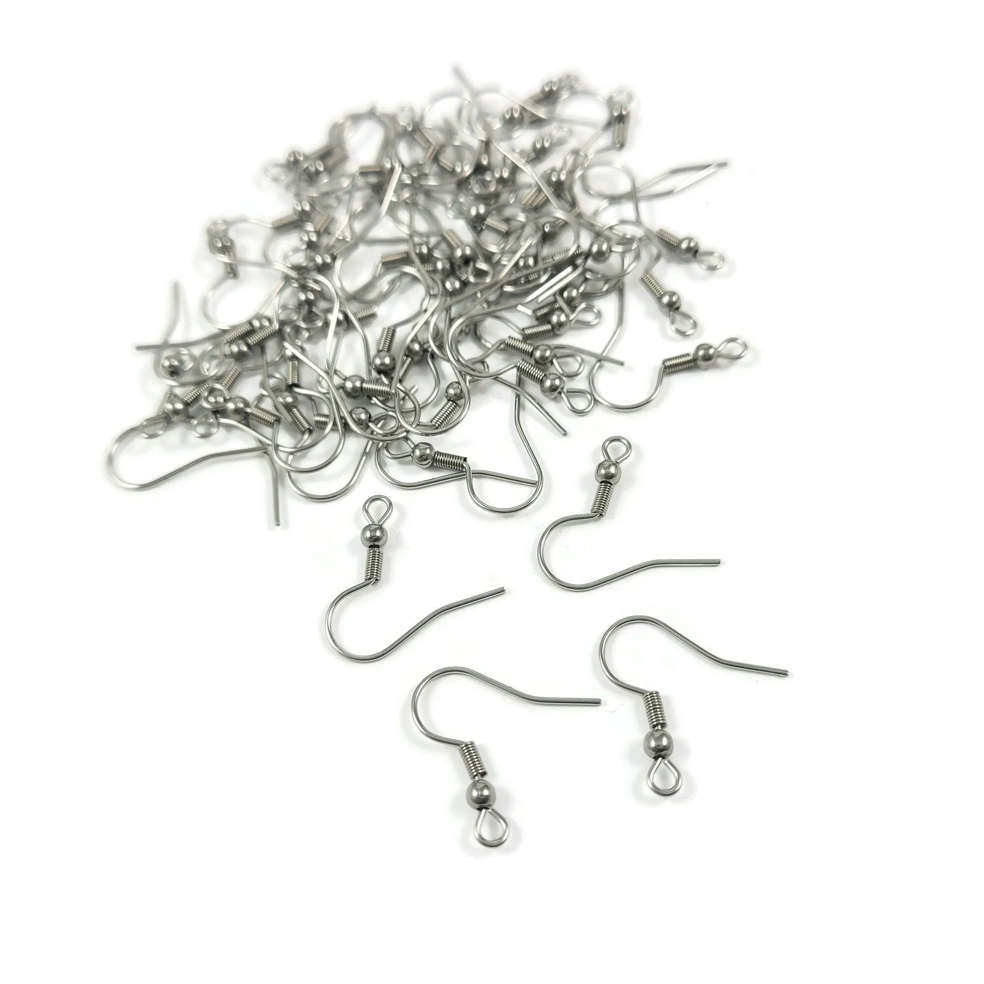 50 Surgical stainless steel earring hooks