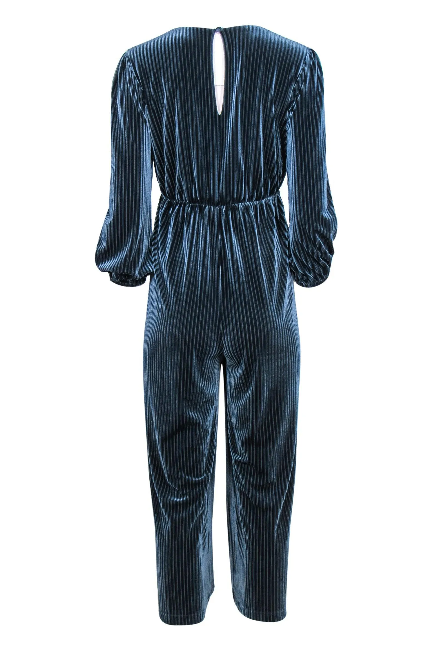 Ali & Jay - Dark Teal Velvet Pleated Wide Leg Jumpsuit Sz MP