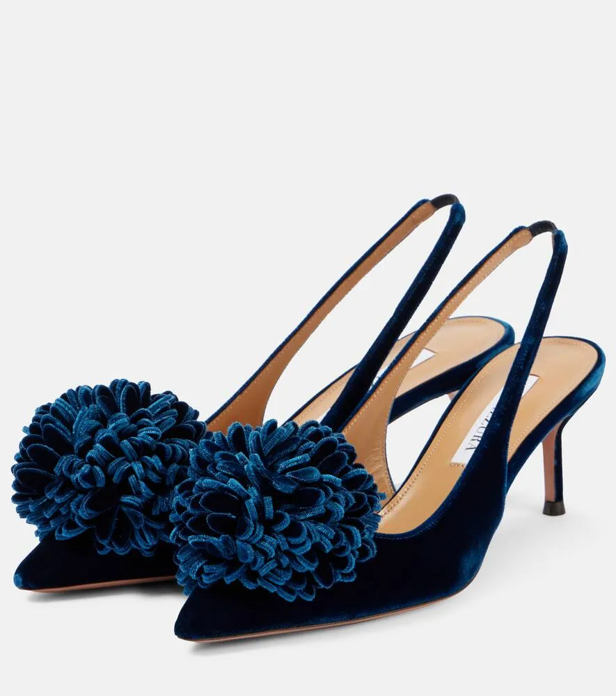 Aquazzura Couturier 65 velvet slingback pumps