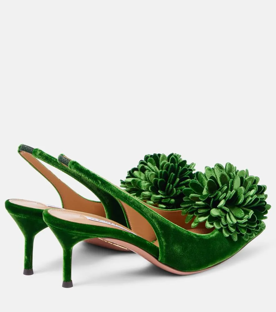 Aquazzura Couturier Sling 65 velvet slingback pumps