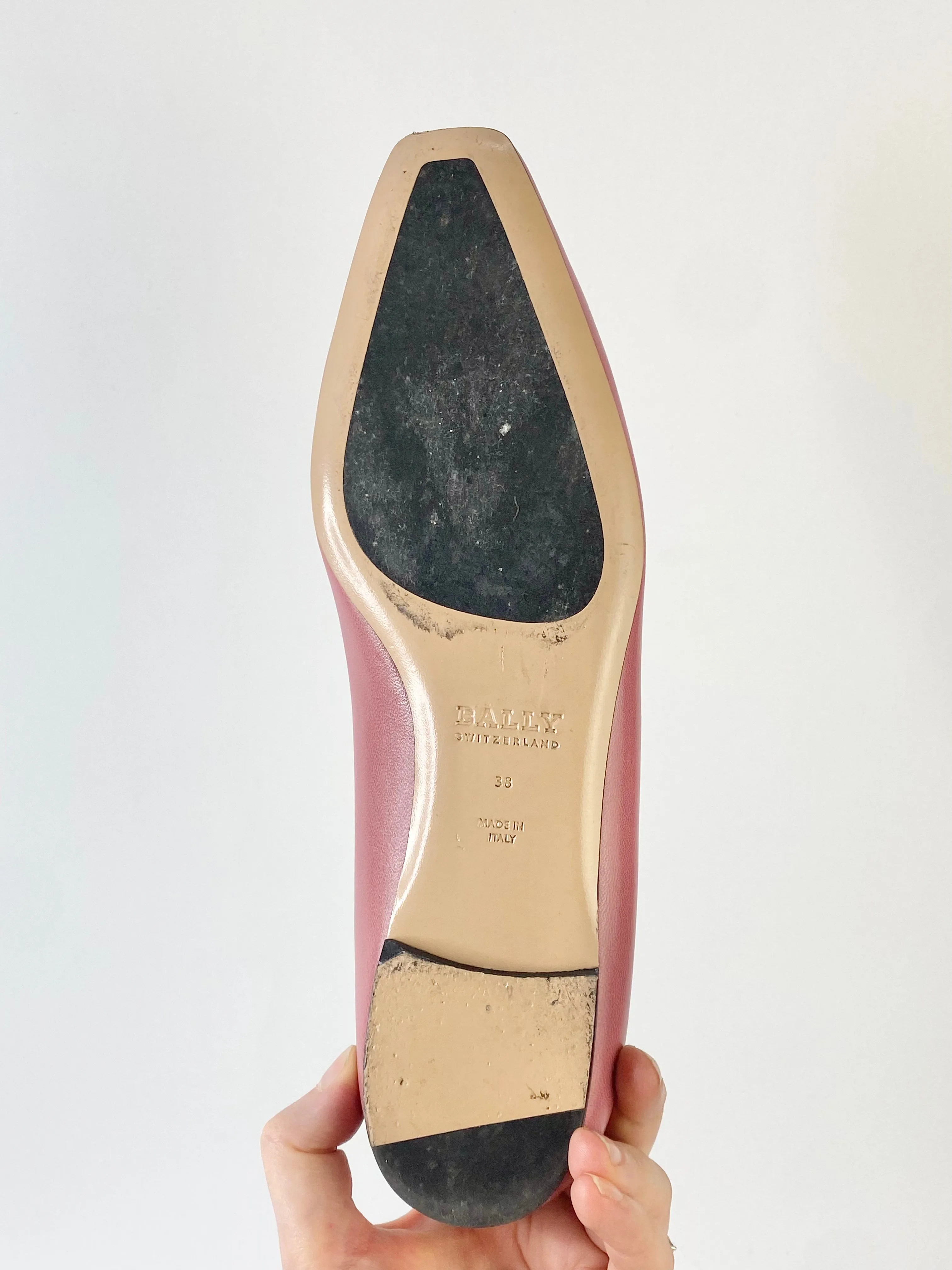 Bally Rose Pink Silver Motif Flats - EU38