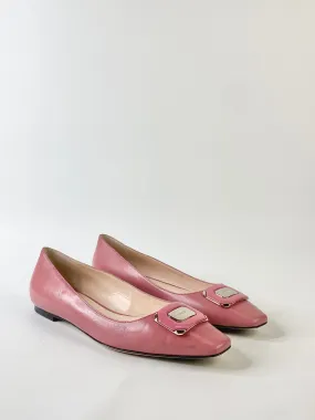 Bally Rose Pink Silver Motif Flats - EU38