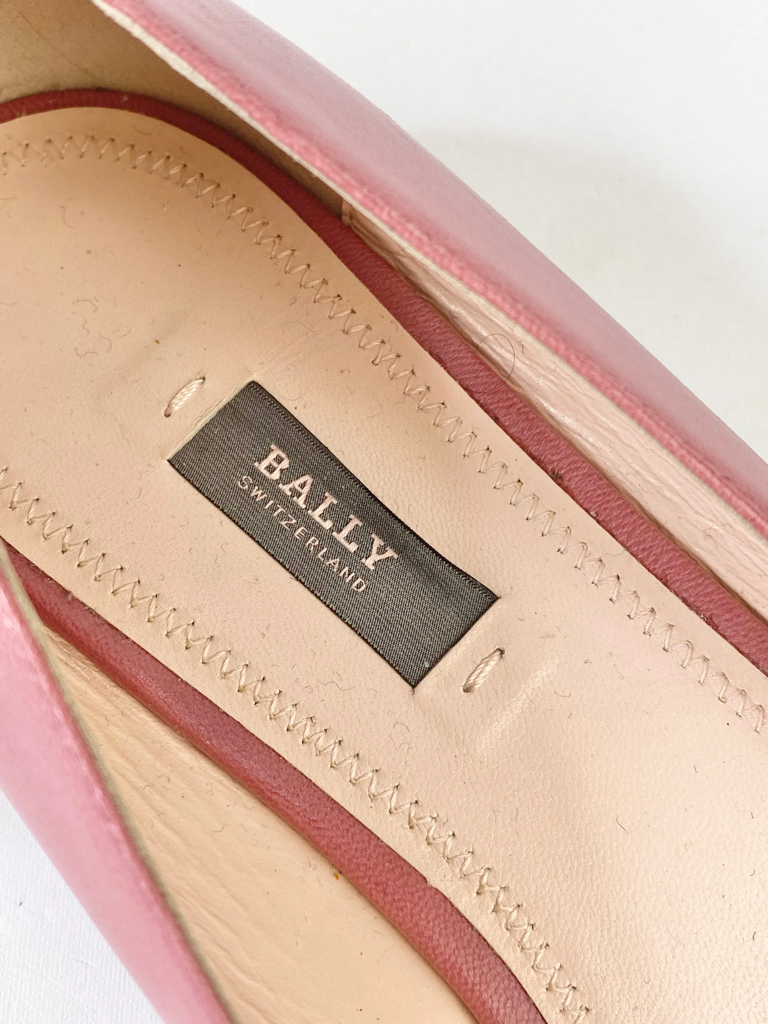 Bally Rose Pink Silver Motif Flats - EU38