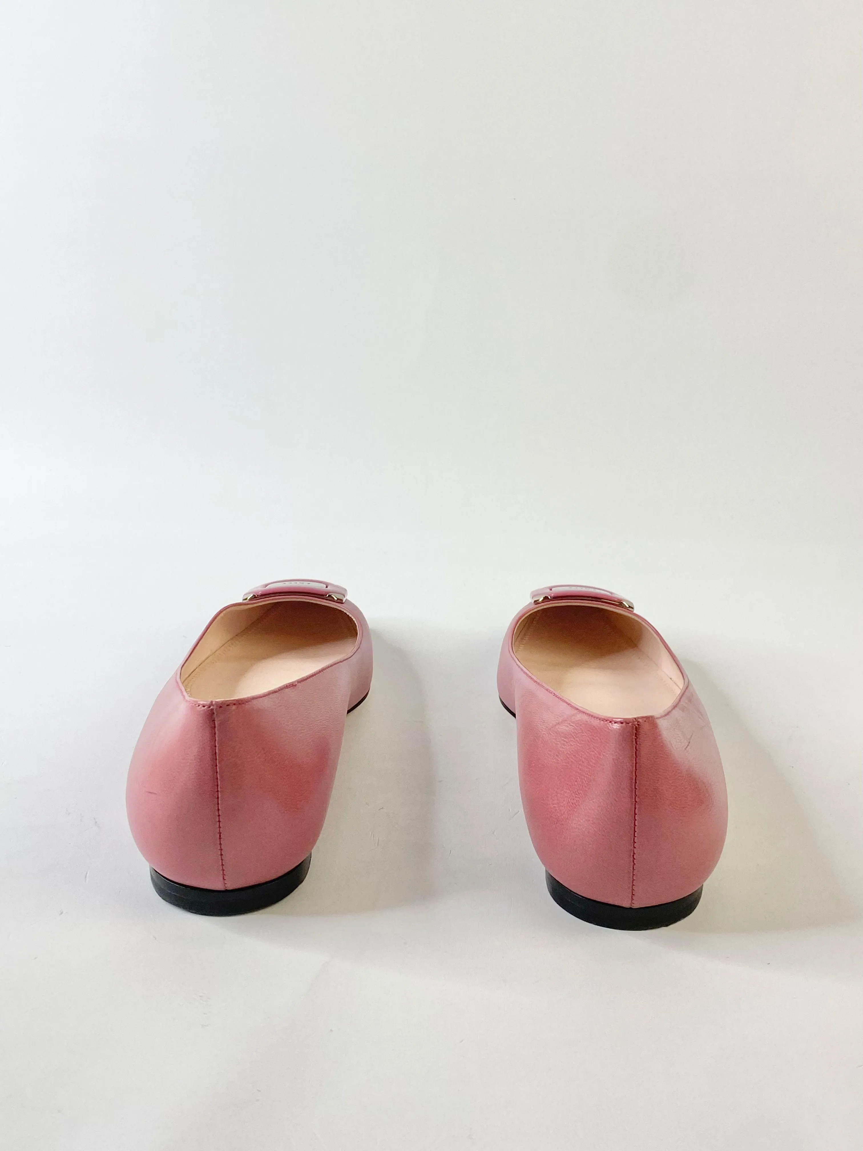 Bally Rose Pink Silver Motif Flats - EU38