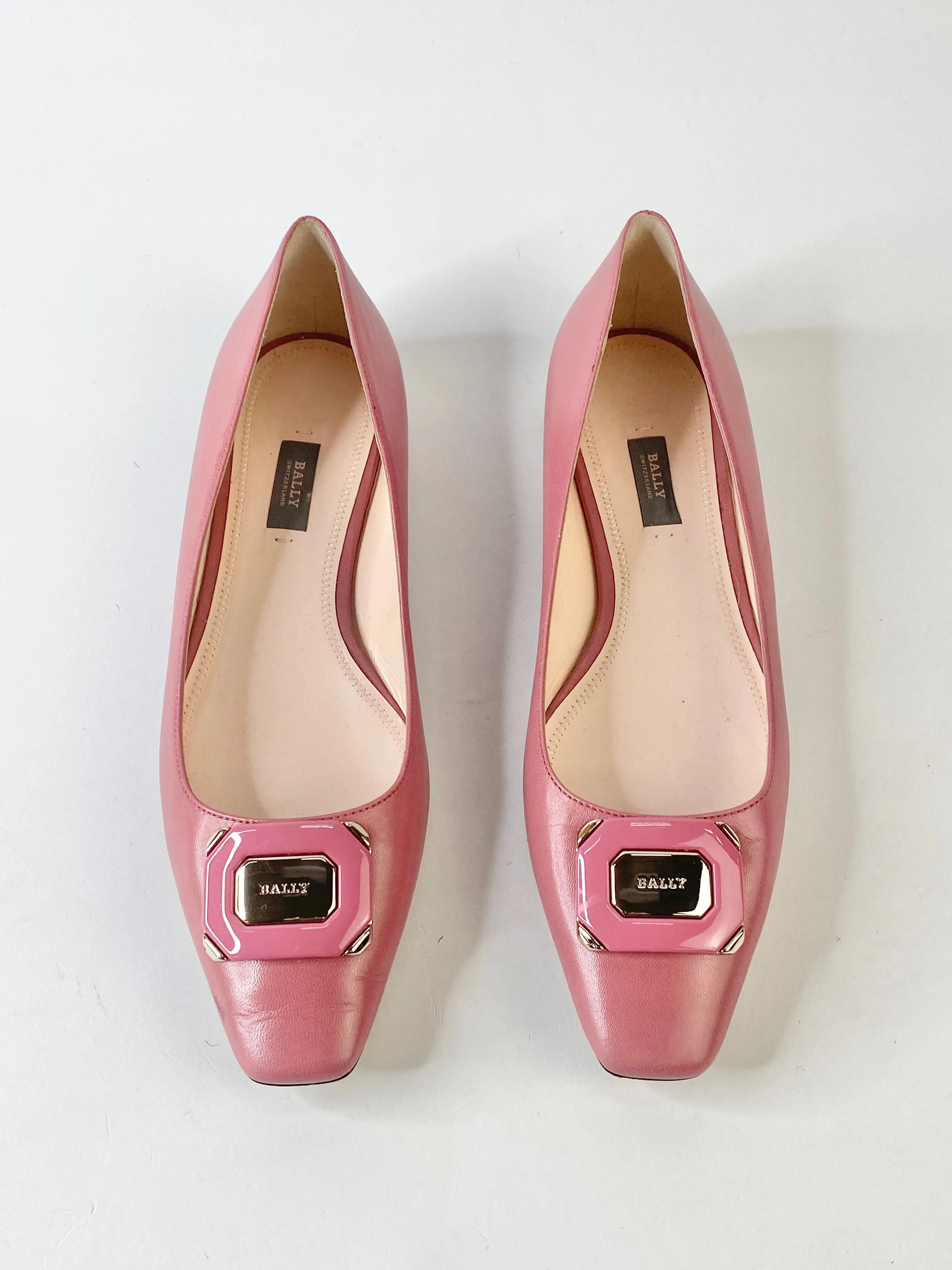 Bally Rose Pink Silver Motif Flats - EU38