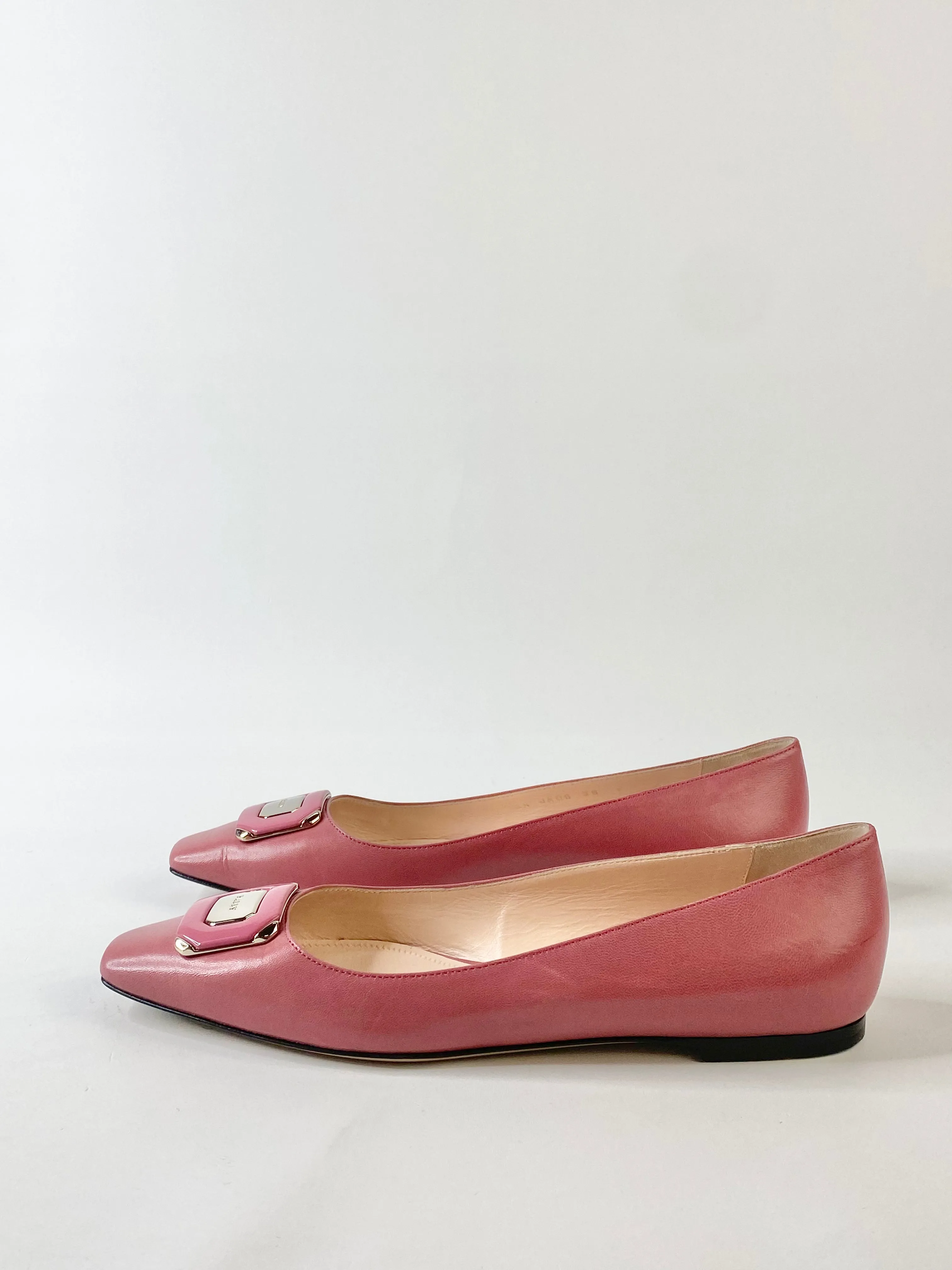 Bally Rose Pink Silver Motif Flats - EU38