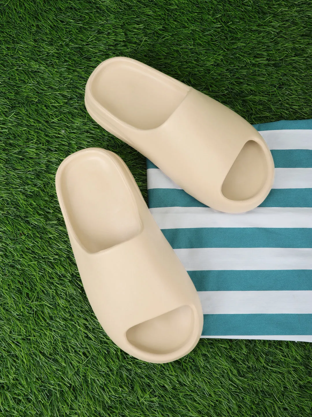 Bone PU Open Toe Slip Ons (TC-RS3091-BON)