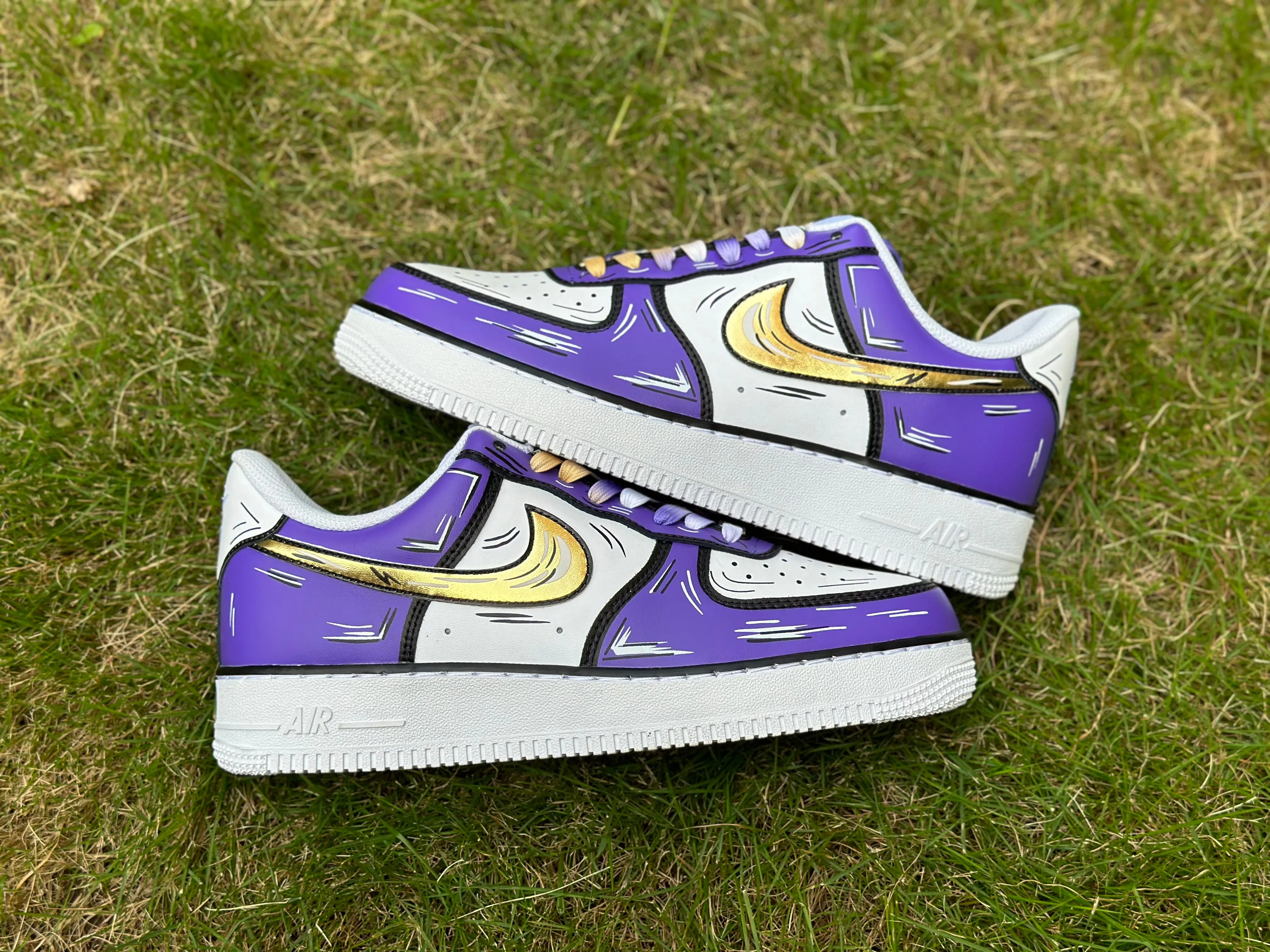 Custom Air Force 1 Purple Yellow Cartoon