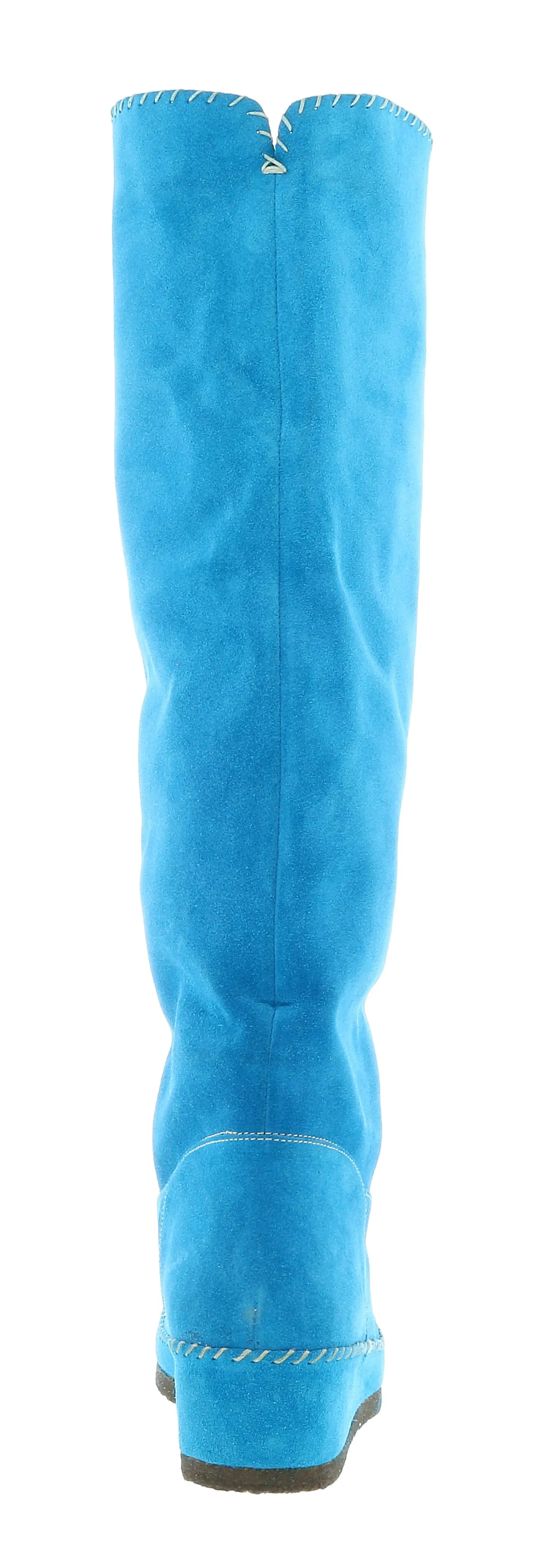 Daniela Fargion Turquoise Suede Suede Knee High Wedge Low Heel Boots-
