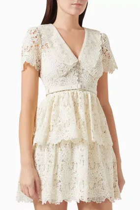 Flower Collar Mini Dress in Lace