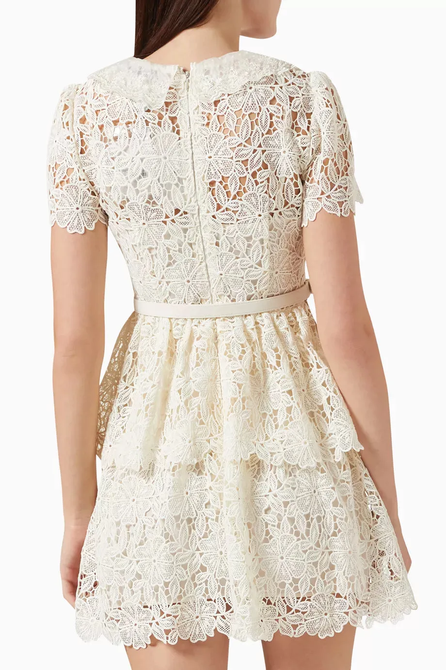 Flower Collar Mini Dress in Lace