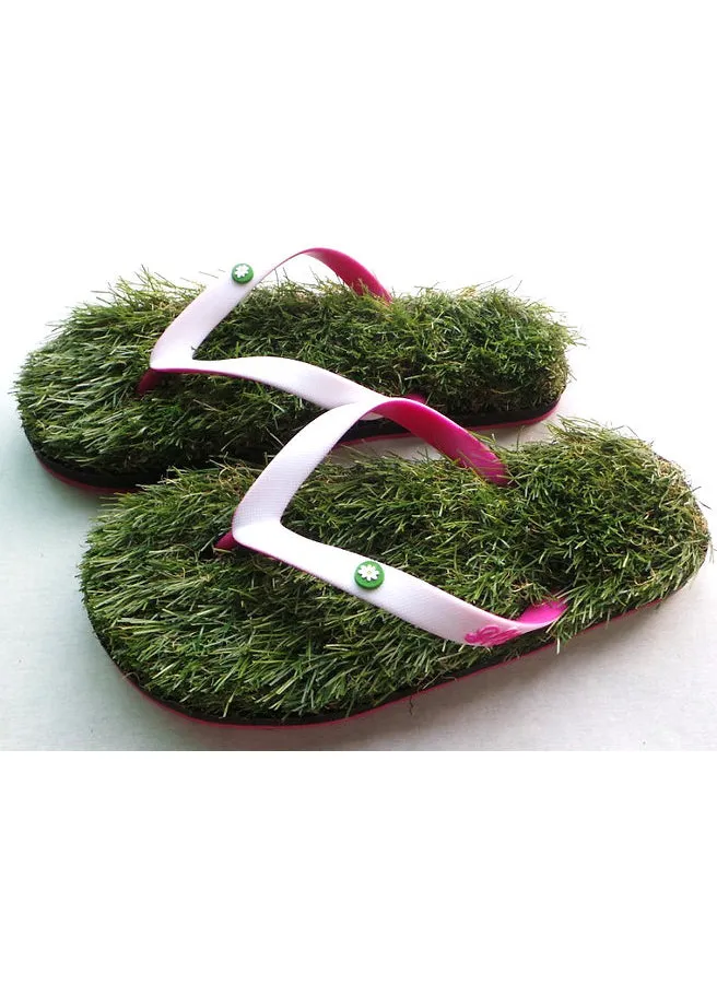 Grass Flip Flops - Pink and White