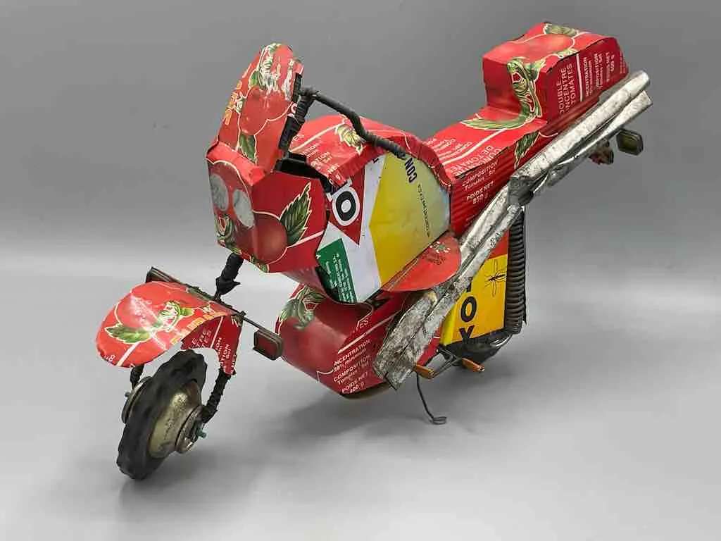 Large African Recycled Metal Can Toy Motorcycle - Burkina Faso