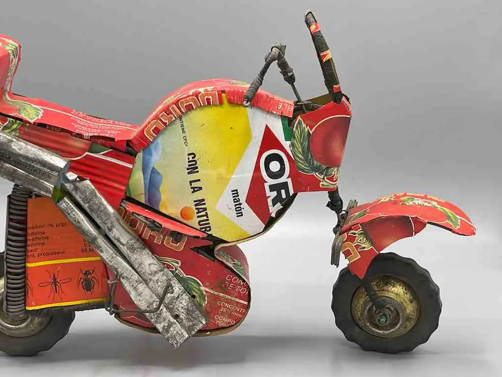 Large African Recycled Metal Can Toy Motorcycle - Burkina Faso