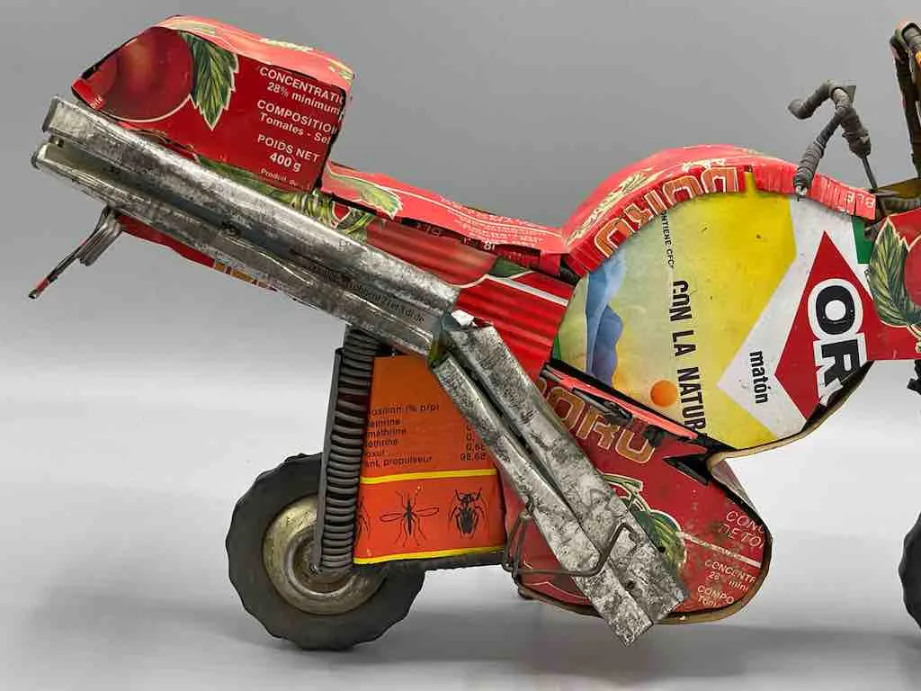 Large African Recycled Metal Can Toy Motorcycle - Burkina Faso