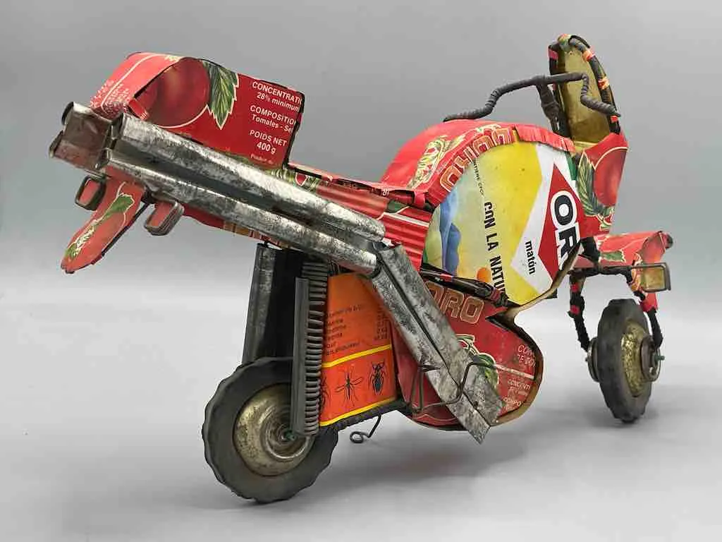 Large African Recycled Metal Can Toy Motorcycle - Burkina Faso