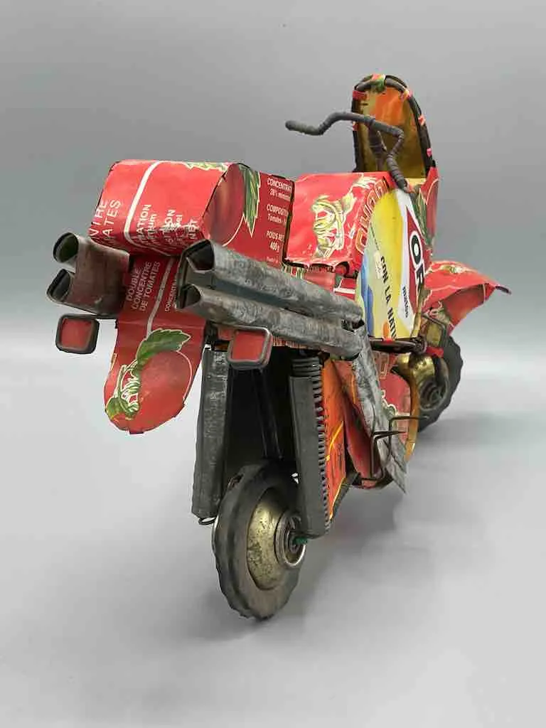 Large African Recycled Metal Can Toy Motorcycle - Burkina Faso