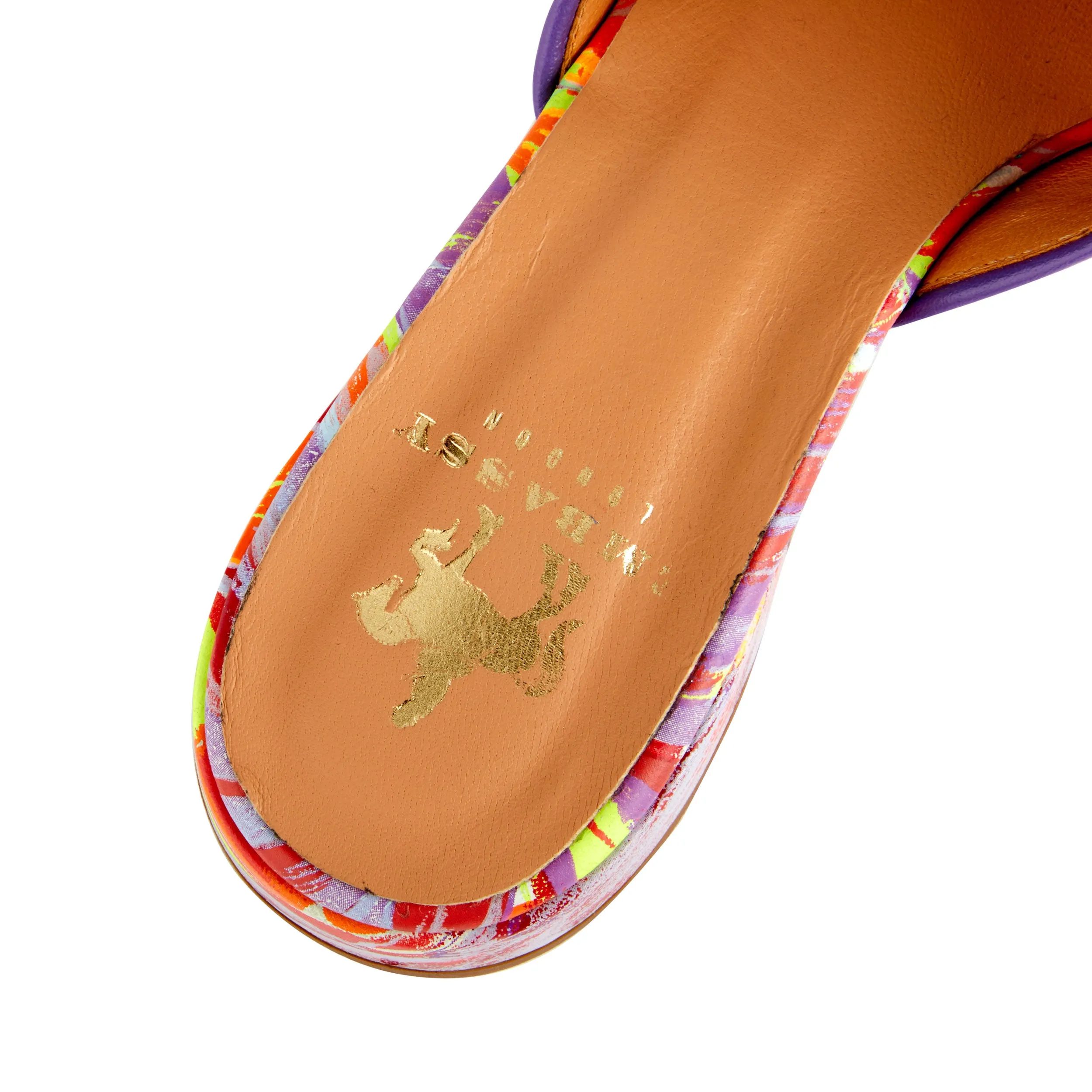 South Beach - Flamingo - Women's fully leather lined sliders in orange and purple