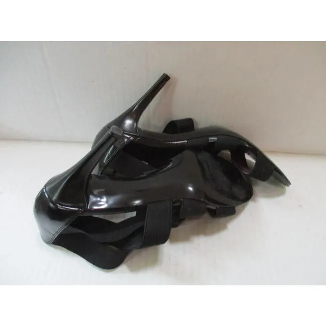 Tahari Black Strap Criss Cross Open Toe Heels Pumps Size Us
