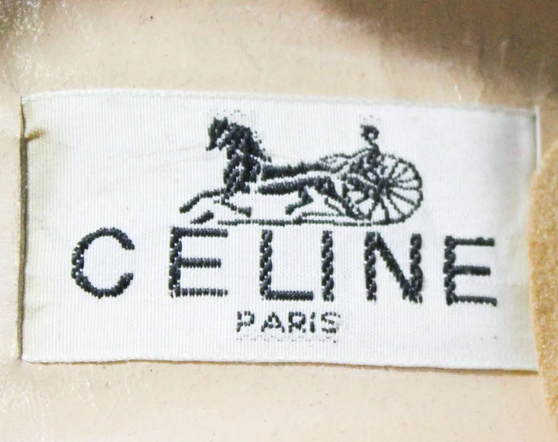 US Size 9 Celine Designer Shoes - Classic Black Leather Pumps with Patent Toe Caps & Brass Chain Detail - Euro Size 40 1/2 - 1990s High End