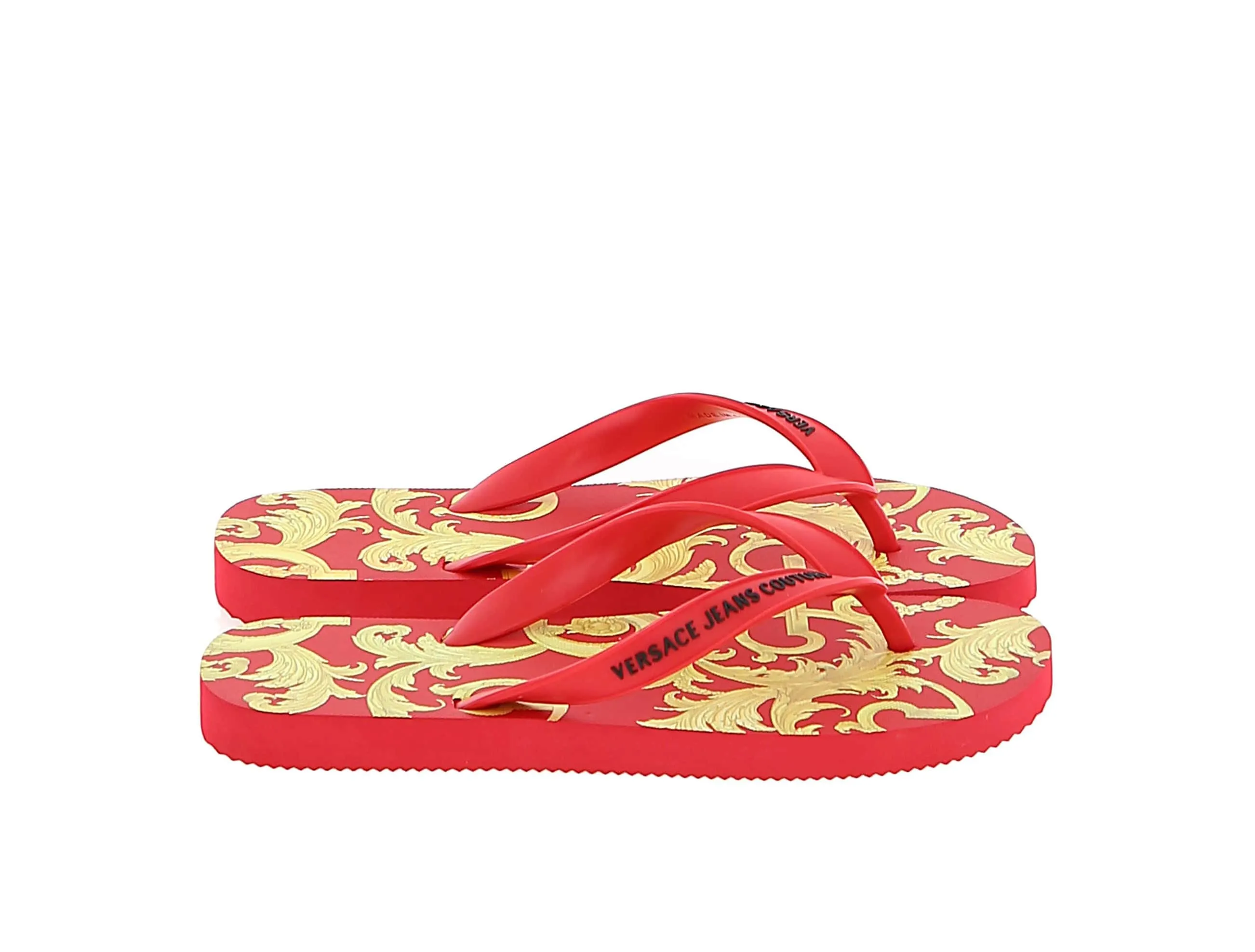 Versace Jeans Couture Red/Gold Signature Print Flip Flop-